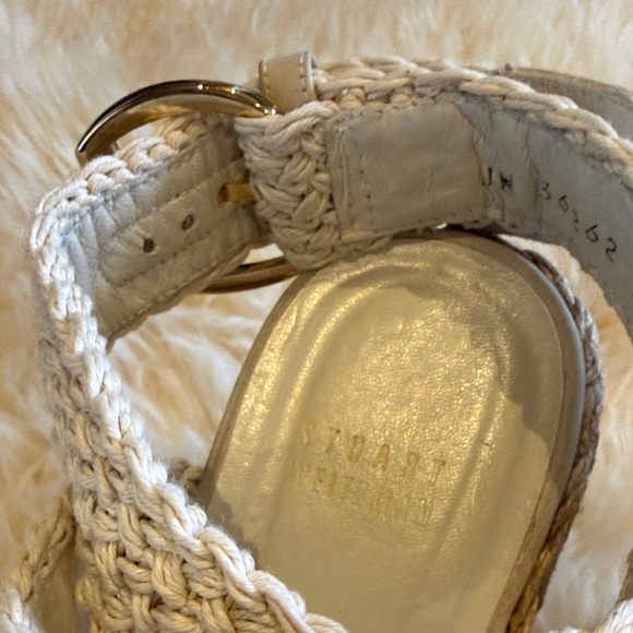 Stuart Weitzman Tan Woven Wedge Sandals - Picture 6 of 13